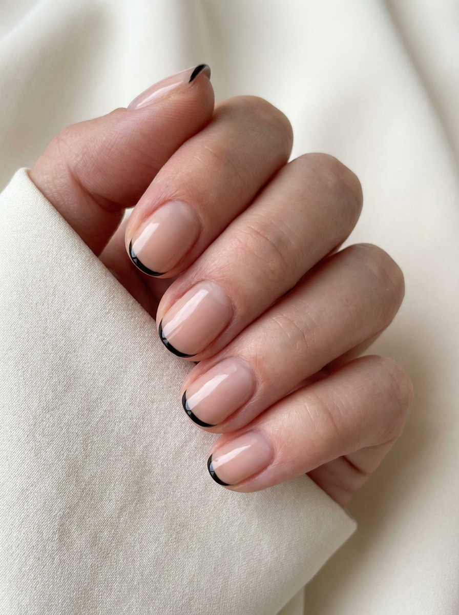 Black Micro French Nails als Halloween Nails Kurz Inspiration 2026